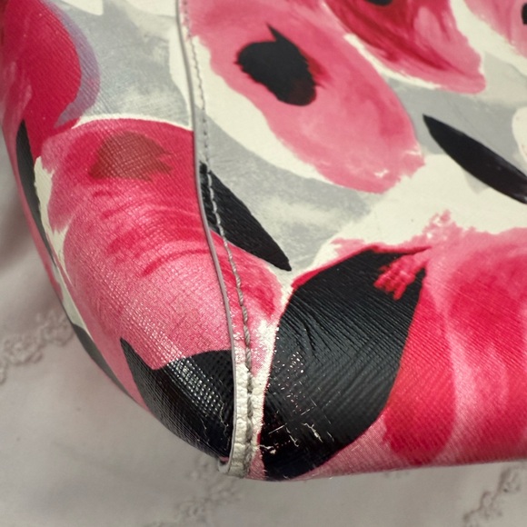 Kate Spade Pink Floral Tote with Black Bow - Picture 7 of 12